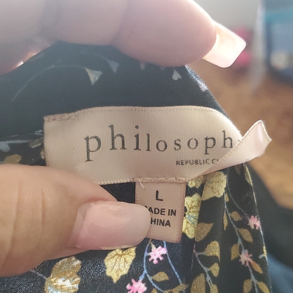 Philosophy Black and Tan Ruffled Wrap Blouse - Picture 5 of 6